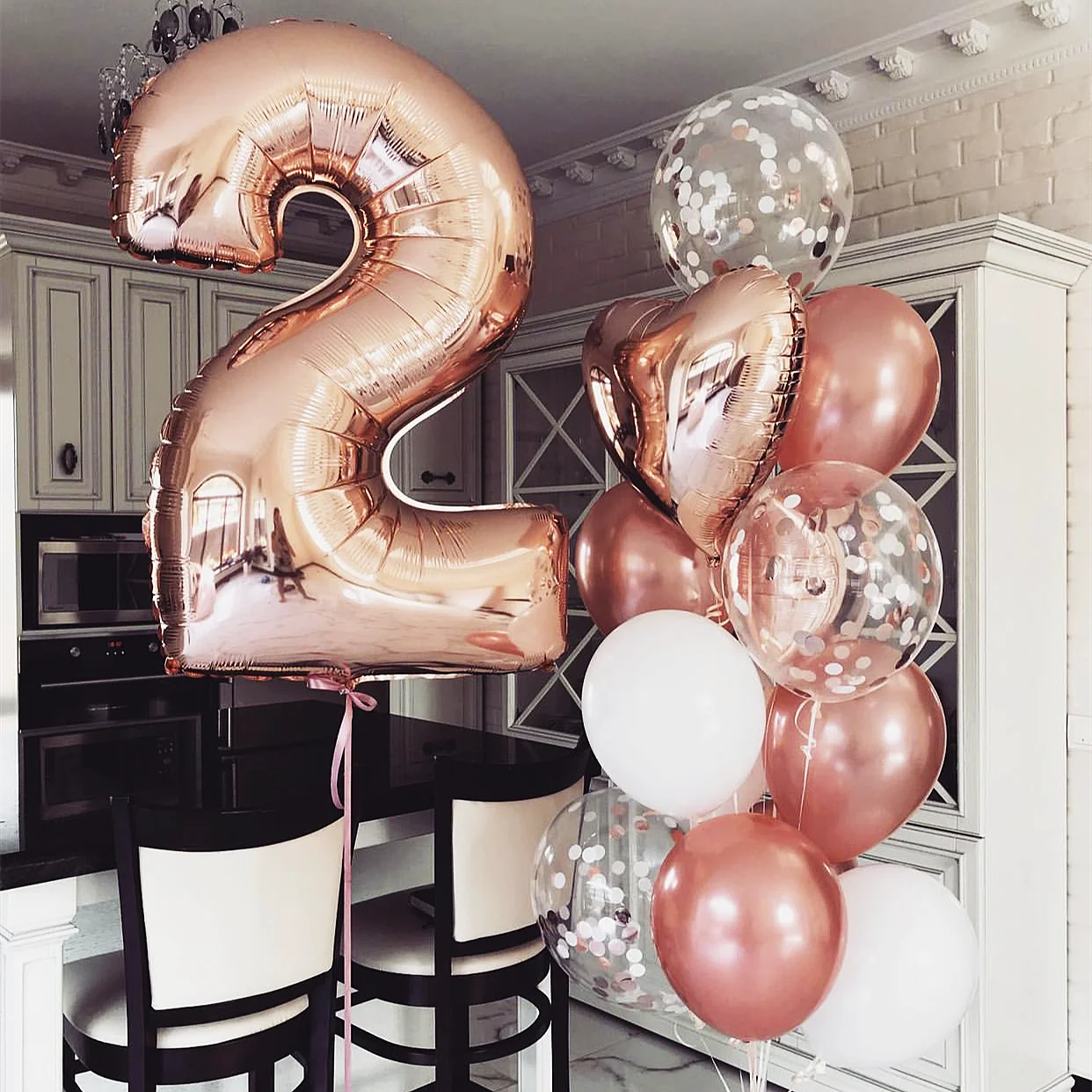 thumbnail image 1 of 10 globos con números de papel de aluminio dorado rosa con la frase "Feliz cumpleaños", decoraciones para fiestas de primer año de bebé, niño y niña, suministros para globos de 1, 2 y 1 año, 1 of 5