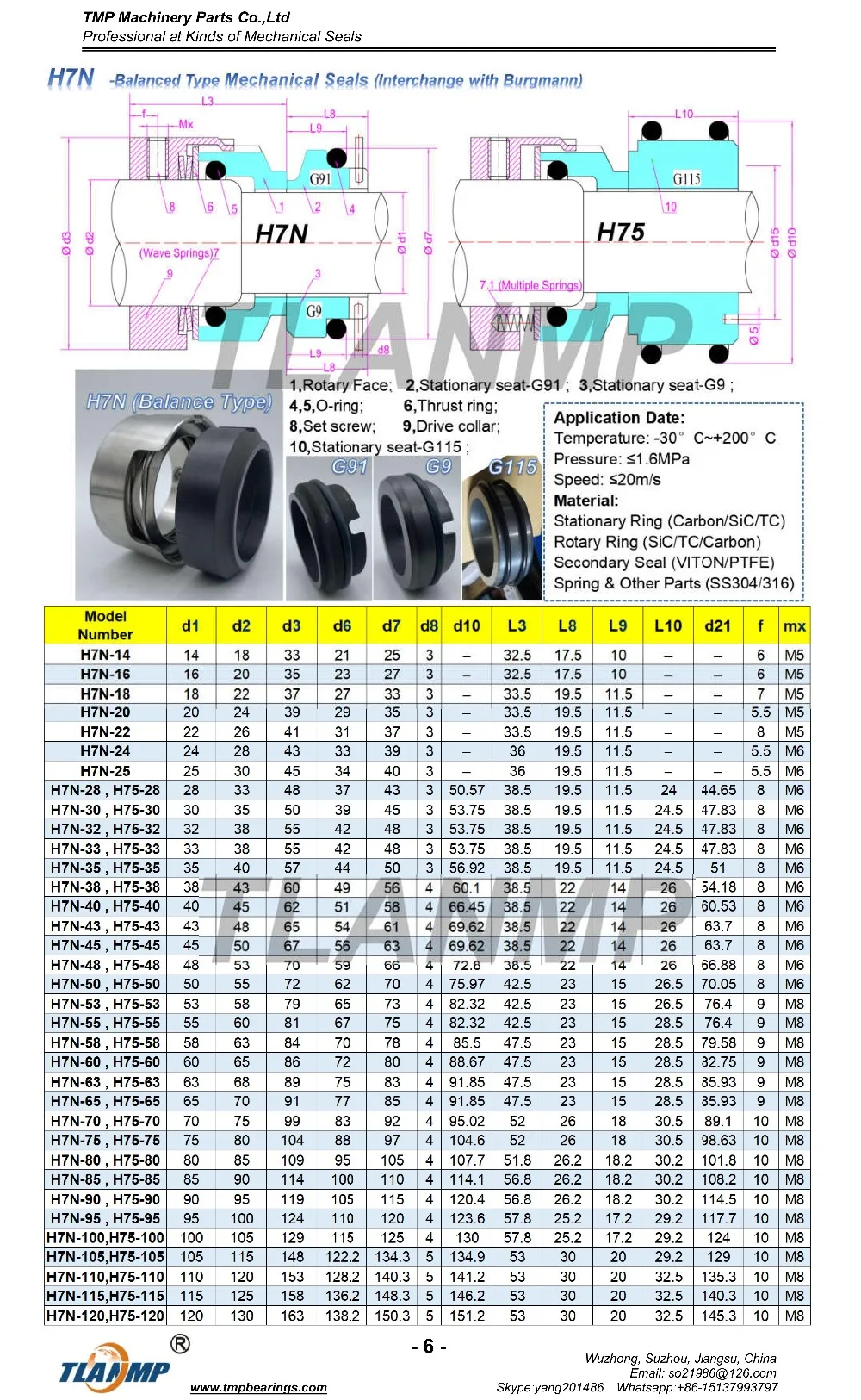 H7N-45 H7N/45-G9(SiC/VIT) механические уплотнения burgmann | H7N серии сбалансированный Тип уплотнения для насосов(вал Размеры: 45/50 мм