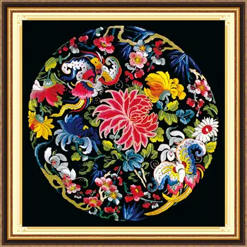

Chinese Totem (5) DMC Full Embroidery Kit DIY Cross Stitch Needlework Sewing Art Craft Embroidery Painting Flowers Home Decor