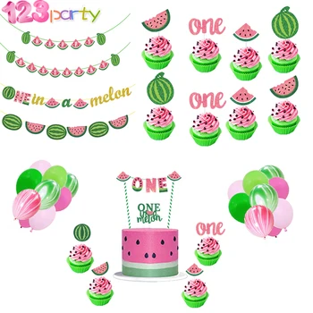 

Summer fruit Watermelon Theme Party first birthday party decoration kids balloons baby shower party supplies banner cake topper