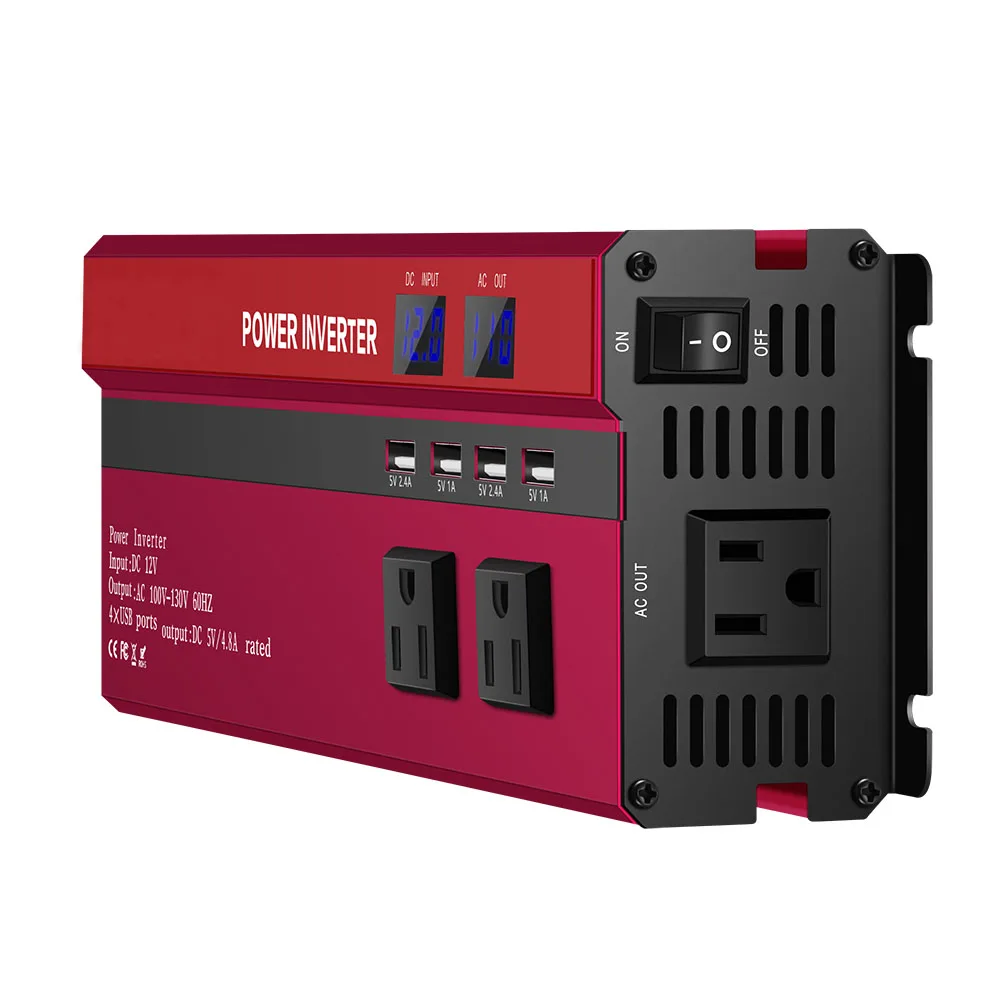 

2000W USB Charge Watt DC12V To AC220V Portable Cooling Fan Car Power Inverter Charger Converter Adapter Modified Sine Wave