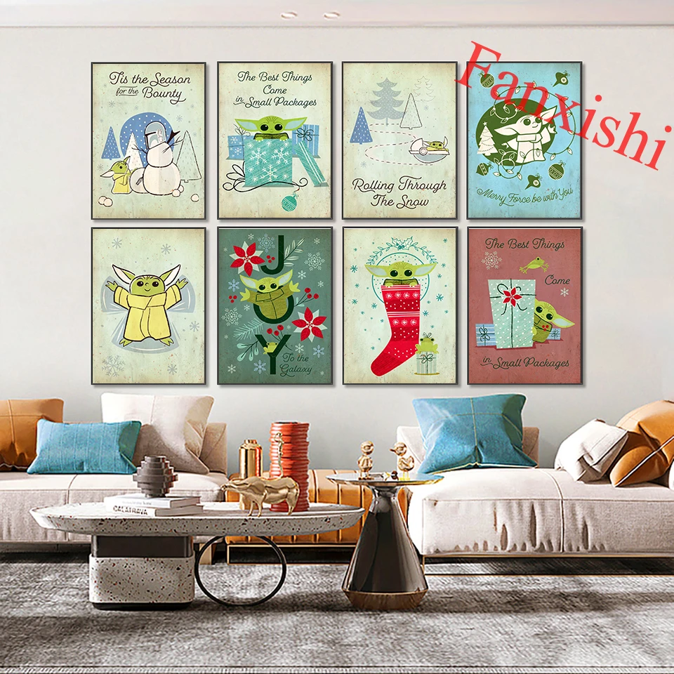 Детские Рождественские картины из Звездных Войн плакаты и принты Мультяшные