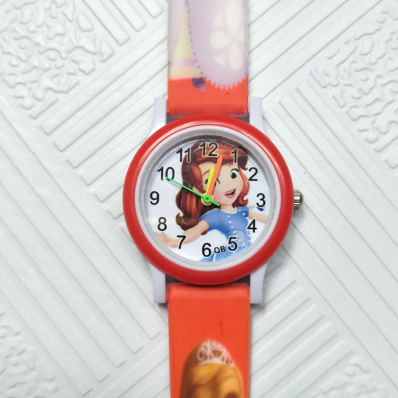 Relogio Feminino новые Relojes мультфильм красивая принцесса детские часы для девочек модные детские милые резиновые кварцевые часы - Цвет: Красный