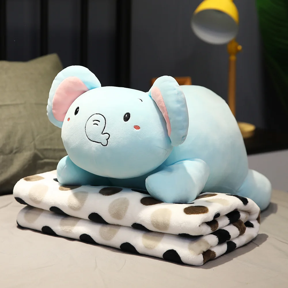 50CM elephant 1 ед. 50/70 см мультфильм животное кот», «кролик» с принтом динозавра Плюшевые игрушки прекрасный супер мягкая подушка с Одеяло кукла дет - Цвет: 50CM elephant