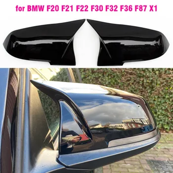 사이드 백미러 커버 캡, BMW 1 2 3 4 시리즈 F20 F30 F31 F32 F34 F36 E84 2014 -2018 ABS 유광 블랙, 1 쌍