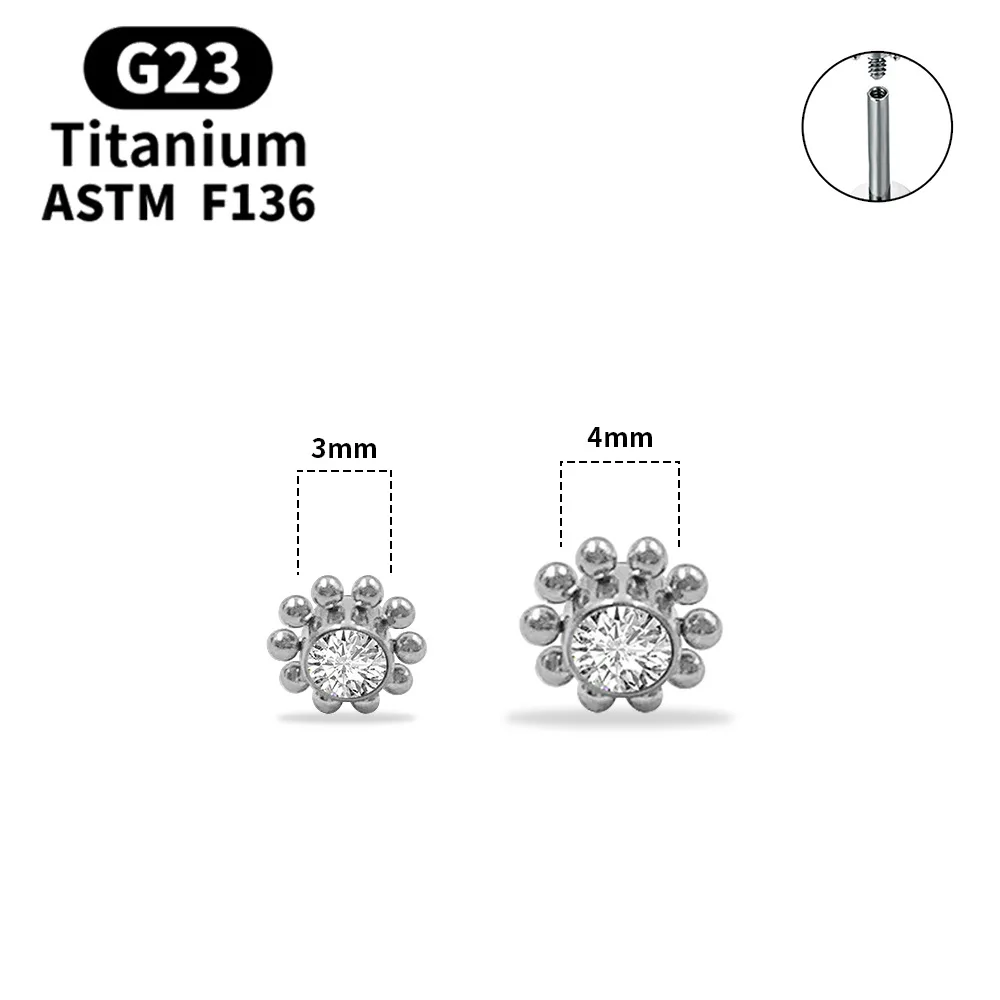 Piercing Jewelry Body Piercing Earrings Ear Piercing Jewelry Ear Studs Body Piercing Jewelry Body Jewelry 1PC G23 Titanium Opal Zircon Cluster Ear Tragus Helix Cartilage Crystal Gem Earring Stud Labret Bar Ring Body Piercing Jewelry