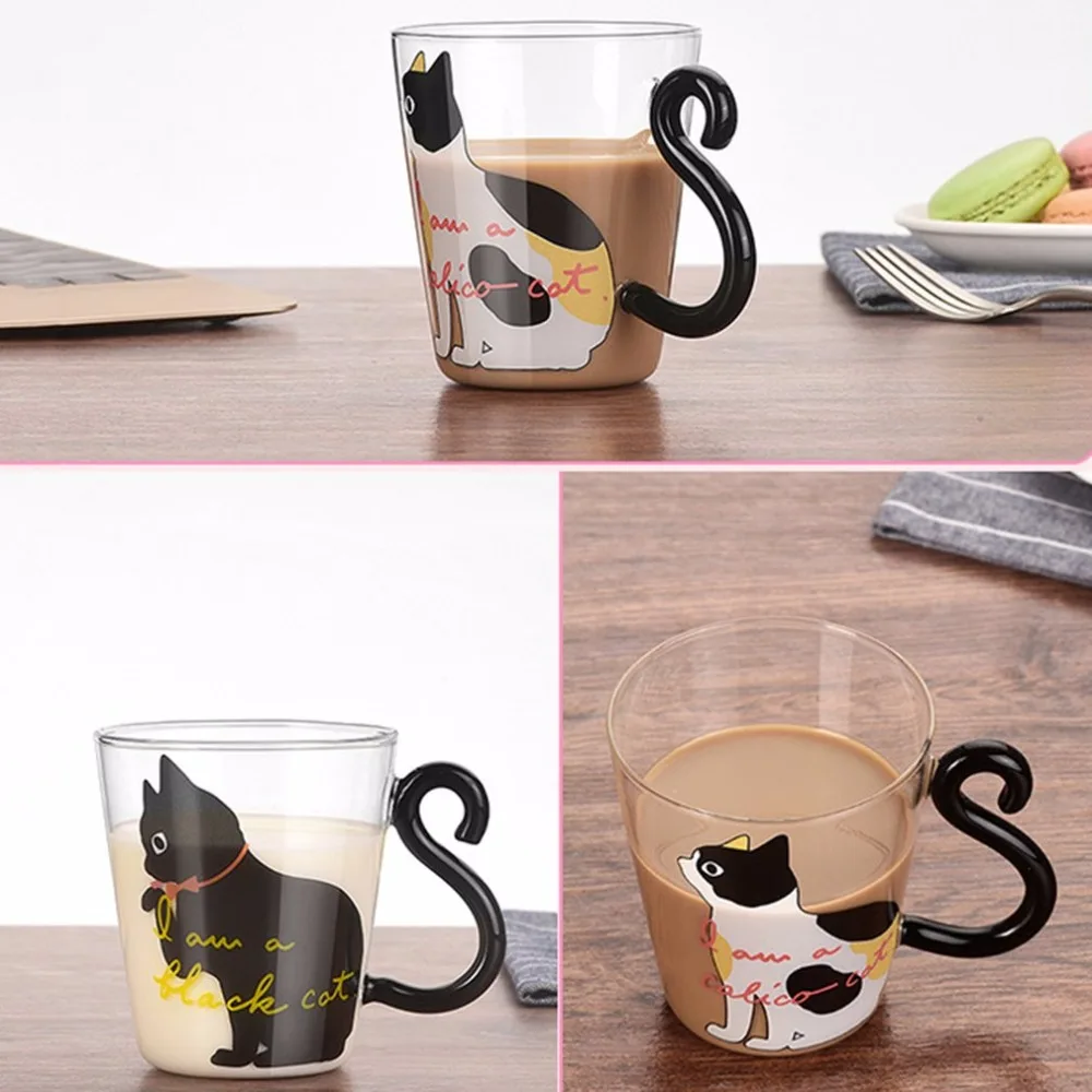 Милая Пижама «Hello Kitty», Пижамный костюм с стеклянная кружка для воды кошка ручка в виде хвоста кружка молоко чай кофе фруктовый сок кружка для питья домашняя офисная чашка подарки для любимых