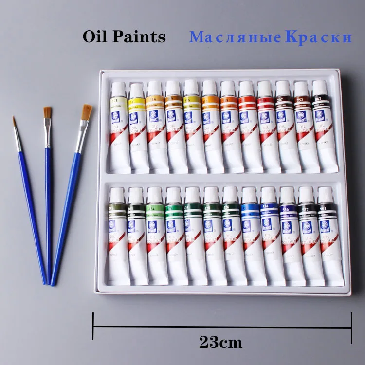 Oil paint 24pcs Professional Tube Oil Paints Canvas Pigment Art Supplies 12ML 24Colours Free 3 Brushes