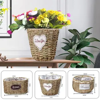 

Small Domestic Sundries Basket for Kitchen Table for Extendable Rack Large Volume Flower Pot Desktop Woven Flower Basket