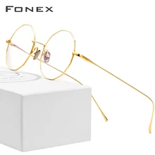 Оправа для очков из чистого титана, женский многоугольный ультралегкий очки, мужские очки по рецепту, полная близорукость, оптические оправы, очки 9138