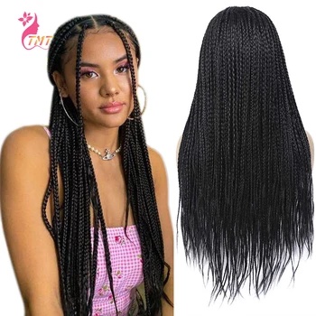 

26 Inch Long Braids Braided Wig Black Braided Wig Extension Synthetic Wigs For Black Women With Baby Hair Full Wig Free Shipping
