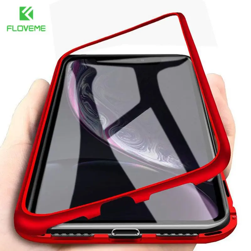 

FLOVEME Metal Magnetic Phone Case For Samsung S10 S9 S8 Plus S10E S7 Edge Tempered Glass Case For Samsung Note 10 Plus 9 8 Cover