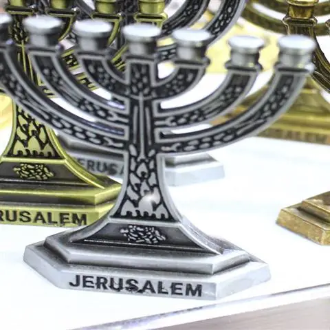 SILVER Мини Menorah подсвечник металлический - Цвет: SILVER