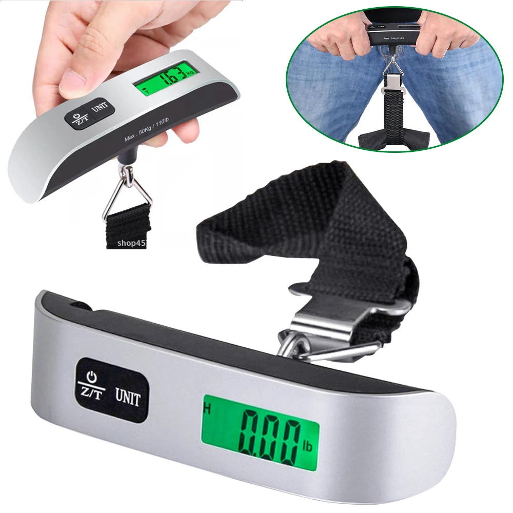 Flmtop Balance de Bagages Portable 50KG Affichage LCD Batterie Portable pour Avion Voyage Valise Balance Numérique Électronique