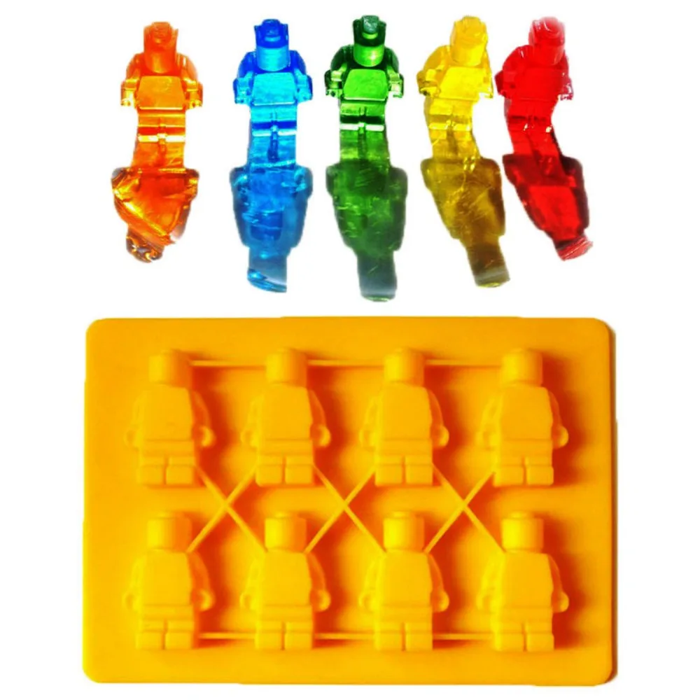 

Cake Moulds Lego Robot Building Bricks Silicone Ice Cube Tray Candy Chocolate Puncake Mold Baking Tools Bakeware