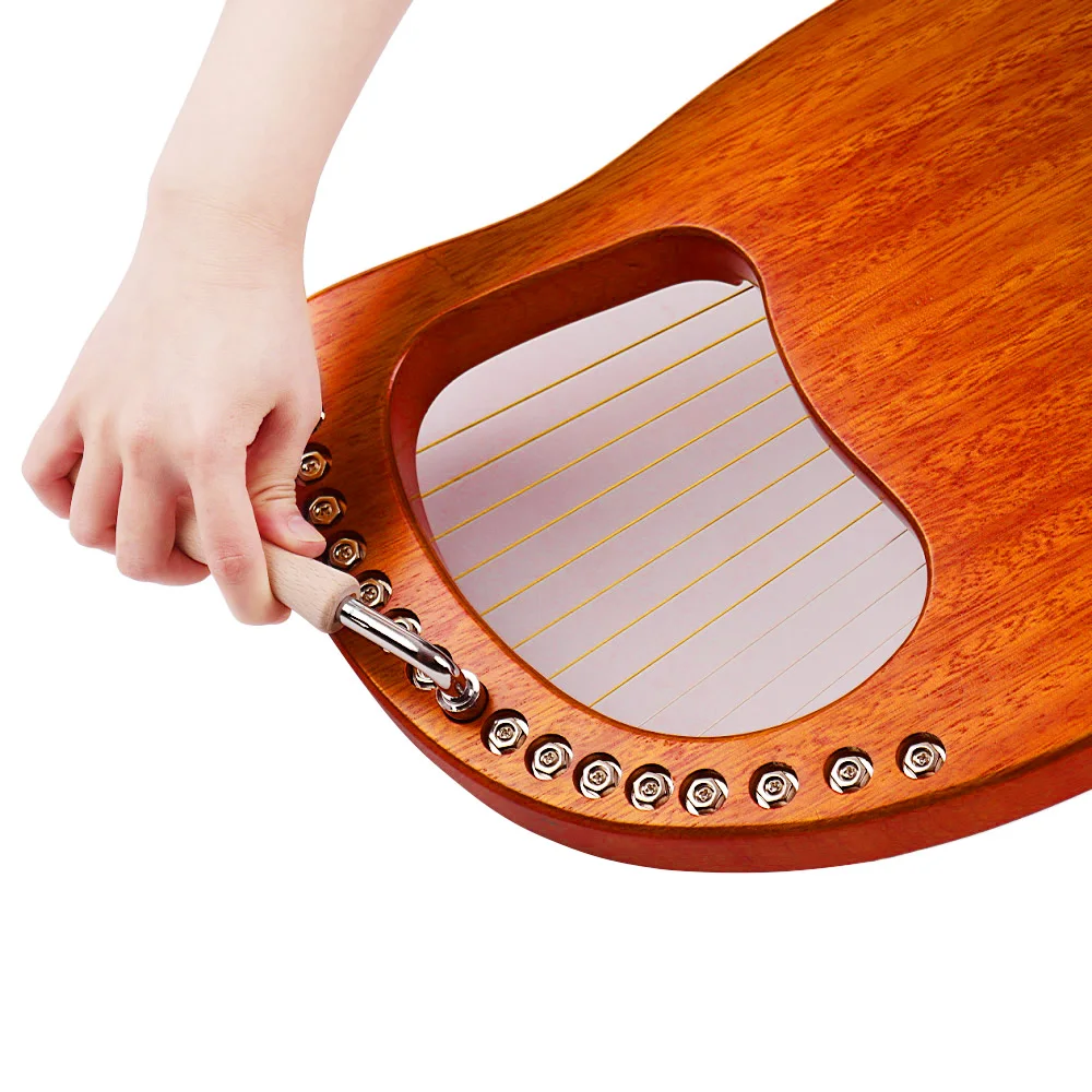 Walter.t 16-String Wooden Lyre Harp Metal Strings Mahogany Solid Wood String Instrument with Carry Bag Tuning Wrench String WH16