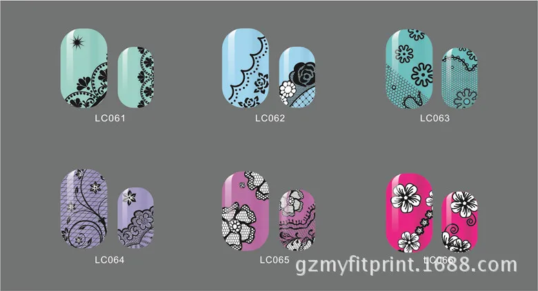 LC61-64 Black New Style Hot Selling Japan Popular 3D Lace Nail Sticker Bride Flower Stickers Currently Available Environmentally