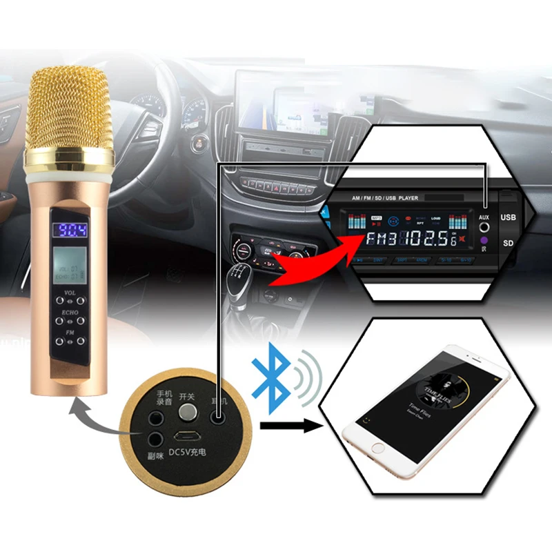 Микрофон для мобильного телефона B20 с Bluetooth для автомобиля, прямой эфир, пение, автомобильный микрофон, детский микрофон, микрофон для телефонных звонков, проводной микрофон
