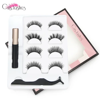 

Crislashes 4 Magnetics Lashes Set 4 Pairs Mix Eyelashes Magnet Liquid Eyeliner & Tweezers False Eyelash Extension Long Lasting