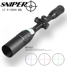 SNIPER 4-12X44 AOGL Hunting Riflescopes Tactical Optical Sight Full Size Glass Etched Reticle RGB Illuminated Rifle Scope