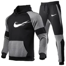 Conjuntos de treino dos homens outono inverno com capuz moletom drawstring outfit 2020 masculino terno pulôver duas peças conjunto casual