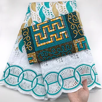 

Latest style Perforated lace fabric high quality swiss voile lace in switzerland embroidered African cotton lace 2.5+3 yard wa
