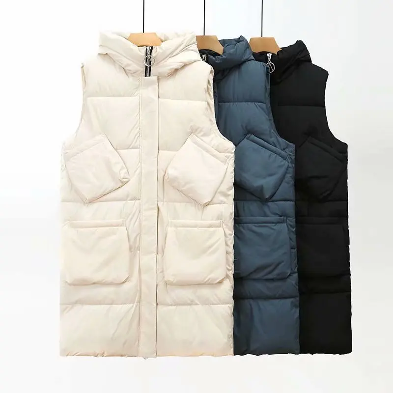 Женский Длинный жилет теплая зимняя куртка пуховик верхняя одежда женский