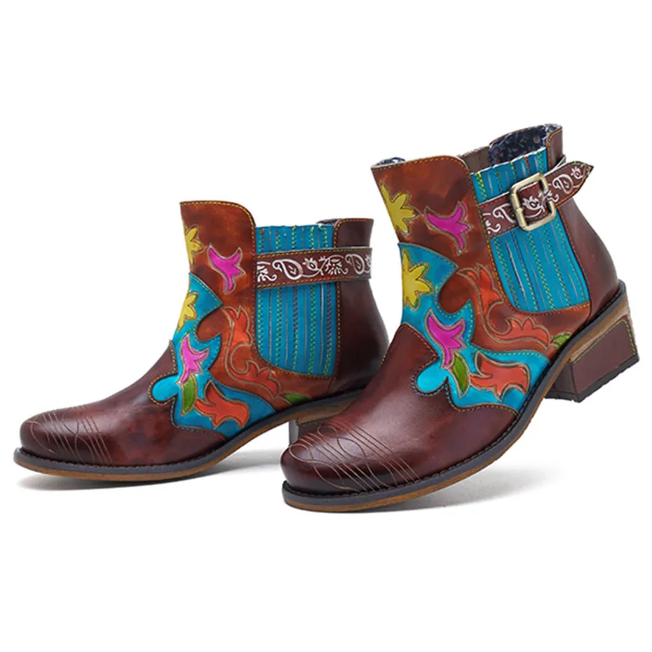 Fashion Women Chelsea Boots Genuine Leather Shoes Woman Bohemian Vintage Slip-on Ankle Boot For Women Casual Spring Winter Shoes (12)