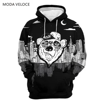 

MODAVELOCE Urban Fresh Hoodie Polyester With Wool Warm Hoodies Sweatshirts Men 3d Anime's Black Hoodie Mens
