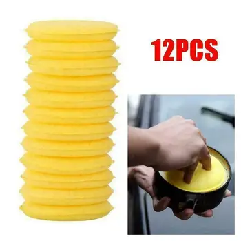 

12pcs Car Vehicle Wax Polish Foam Sponge Hand Soft Wax Yellow Sponge Pad Buffer Detailing Care Wash Clean Towel