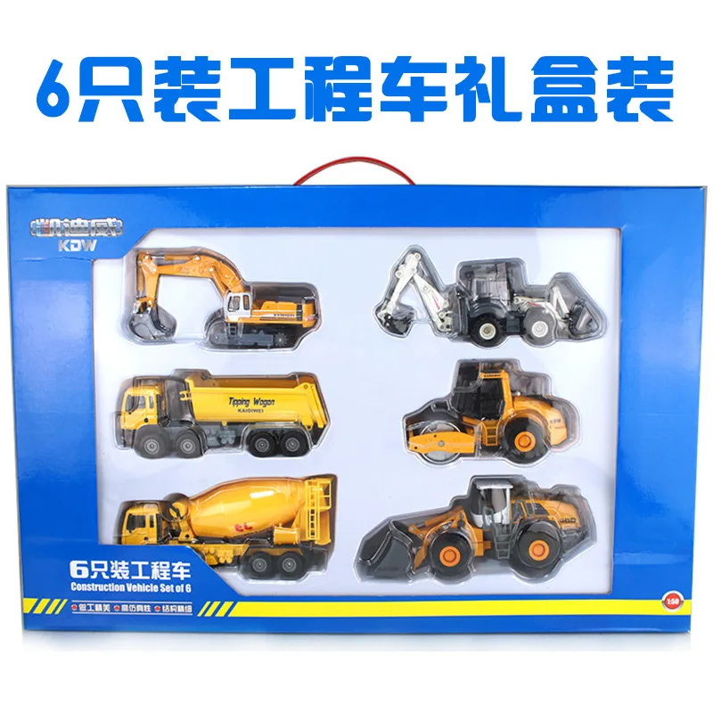 

Cadeve Excavator Truck Bulldozer Road Roller Mixer Truck Alloy Engineering Vehicle Model Gift Box 626030