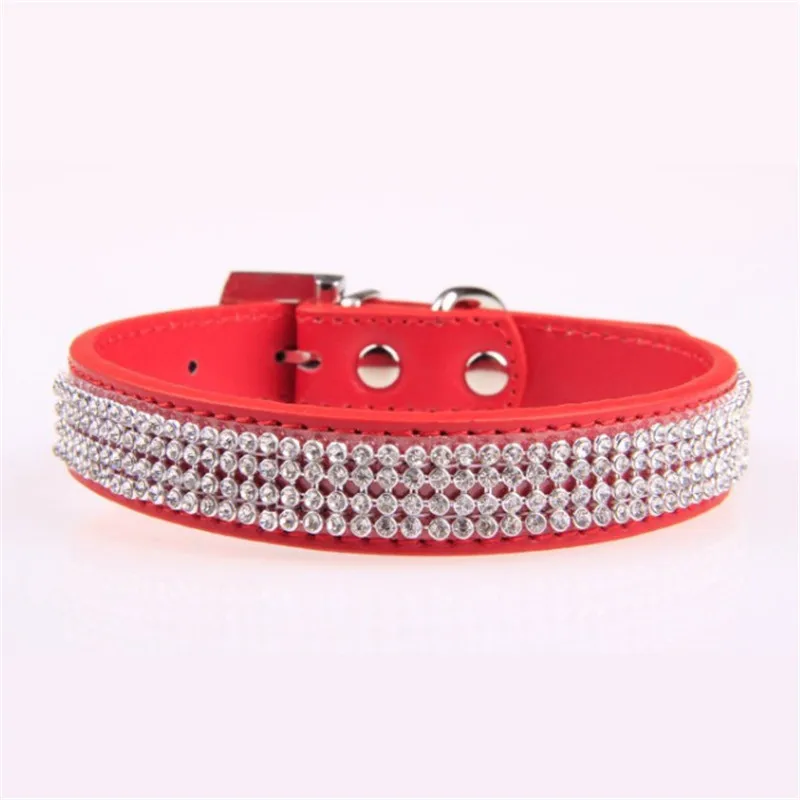 Dog Collar Pet Collar Bling Rhinestone PU Leather Crystal Diamond Puppy Collar