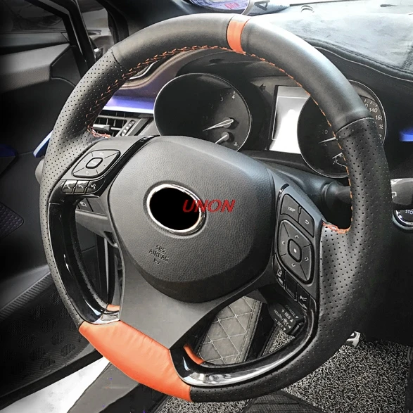 Unon для Toyota CH-R CHR- автомобильный Стайлинг рулевые колеса крышка из искусственной кожи внутренние аксессуары крышка рулевого колеса