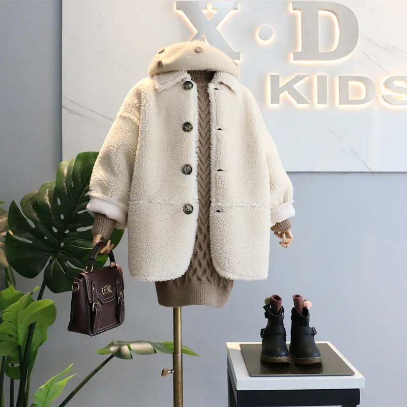 

2019 Autumn Winter New Arrival Girl Fashion Warm Fleece Coat Kids Cashmere Jackets Korean Design Girl Coats