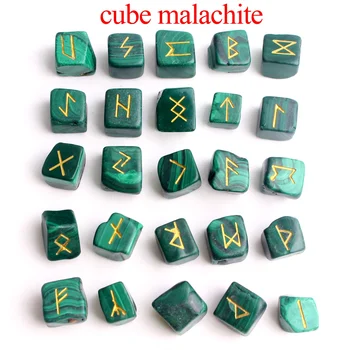 

25Pcs Natural Square Malachite Crystal Rune Cube Green Runes Stone Divination Fortune-tellingHealing Gift Decor Collection
