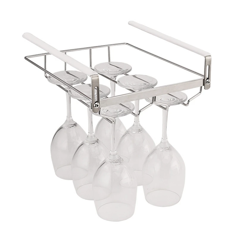 

Double Row Glass Holder Stainless Steel Free Punching Household Wine Cabinet Wine Cup Rack