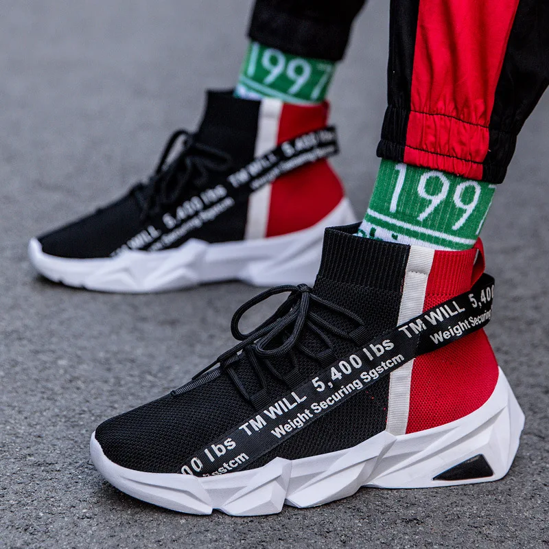 

Multi-Style Autumn wa zi xie Men's Trend INS Network Hongfei Netting Surface Breathable High Shoes Korean-style Hip Hop Street