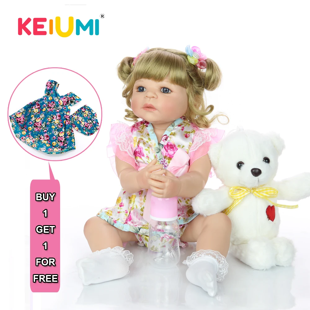 

KEIUMI Wholesale 22 inch Reborn Baby Doll Girl Full Silicone Vinyl 2019 Children's Day Gifts Truly Reborn Boneca Model 55 cm