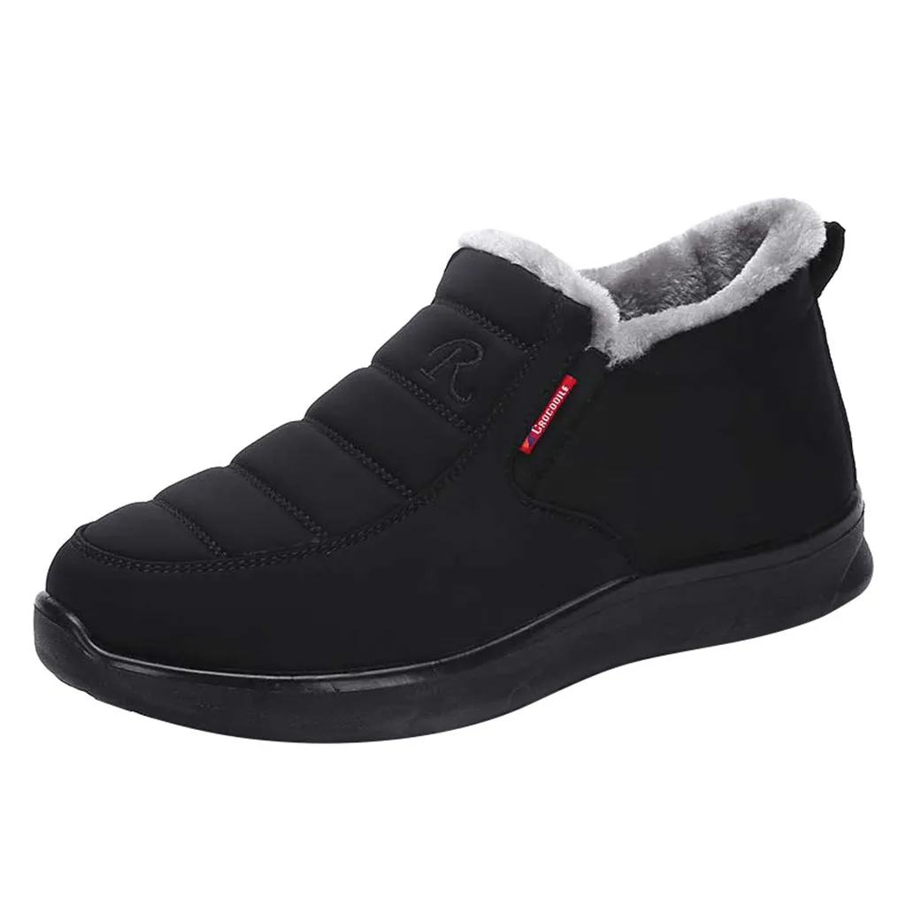 

Slip-on Without Shoelace Boots Autumn Winter Men's Plush Outdoor Booties Non-slip Shoe Male Retro Casual Shoes Chaussure Homme
