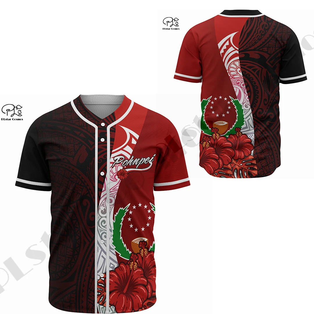 Newest 3Dprinted Baseball Jersey Shirt Pohnpei Polynesian Tribal Wave Tattoo Casual Unique Unisex Funny Sport Streewear Style-1