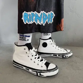 

2020 Burst of Super-fire Ins High-gang Comic Canvas Shoes Brand of The Trend Street Clapboard Shoes Set Casual Port Wind