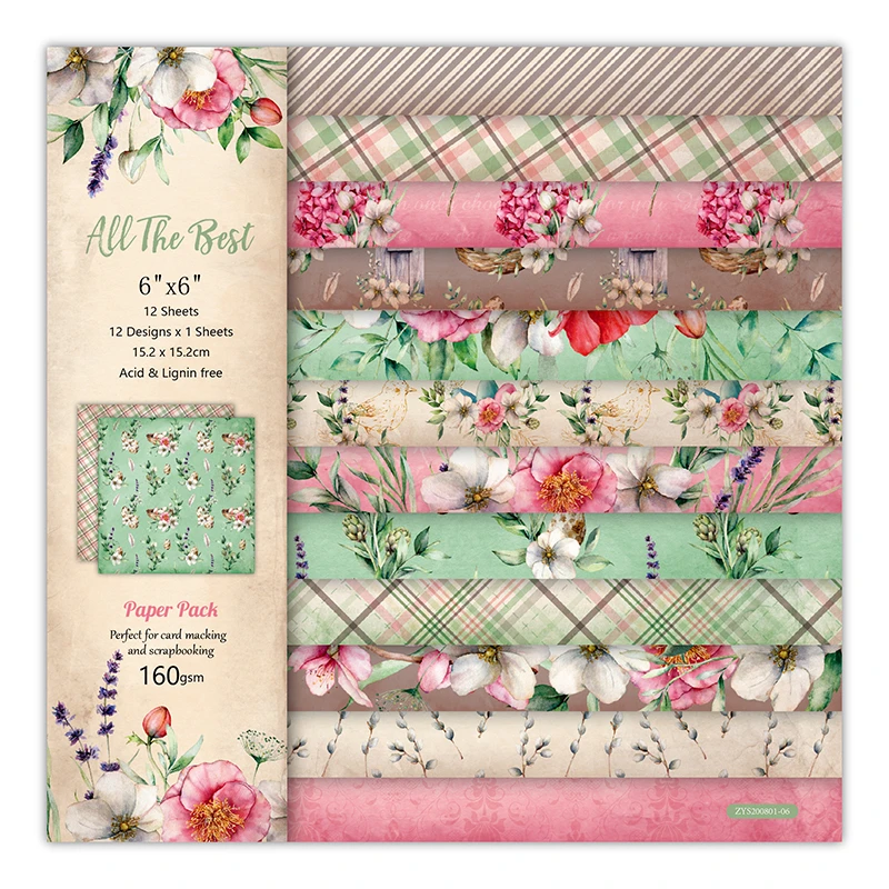 KLJUYP 12 Sheets All The Best Scrapbooking Pads Paper Origami Art Background Paper Card Making