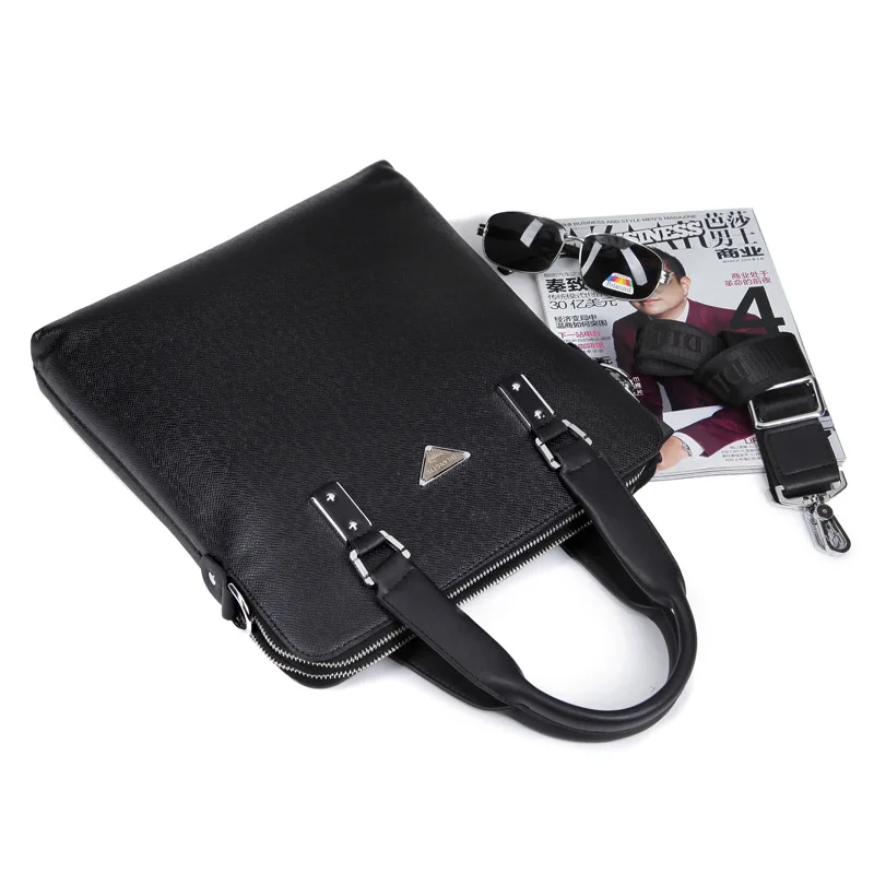 

One Polo New Style Business Casual Handbag Verticle Briefcase Delicacy Zipper Multi-Layer Large Capacity Straight