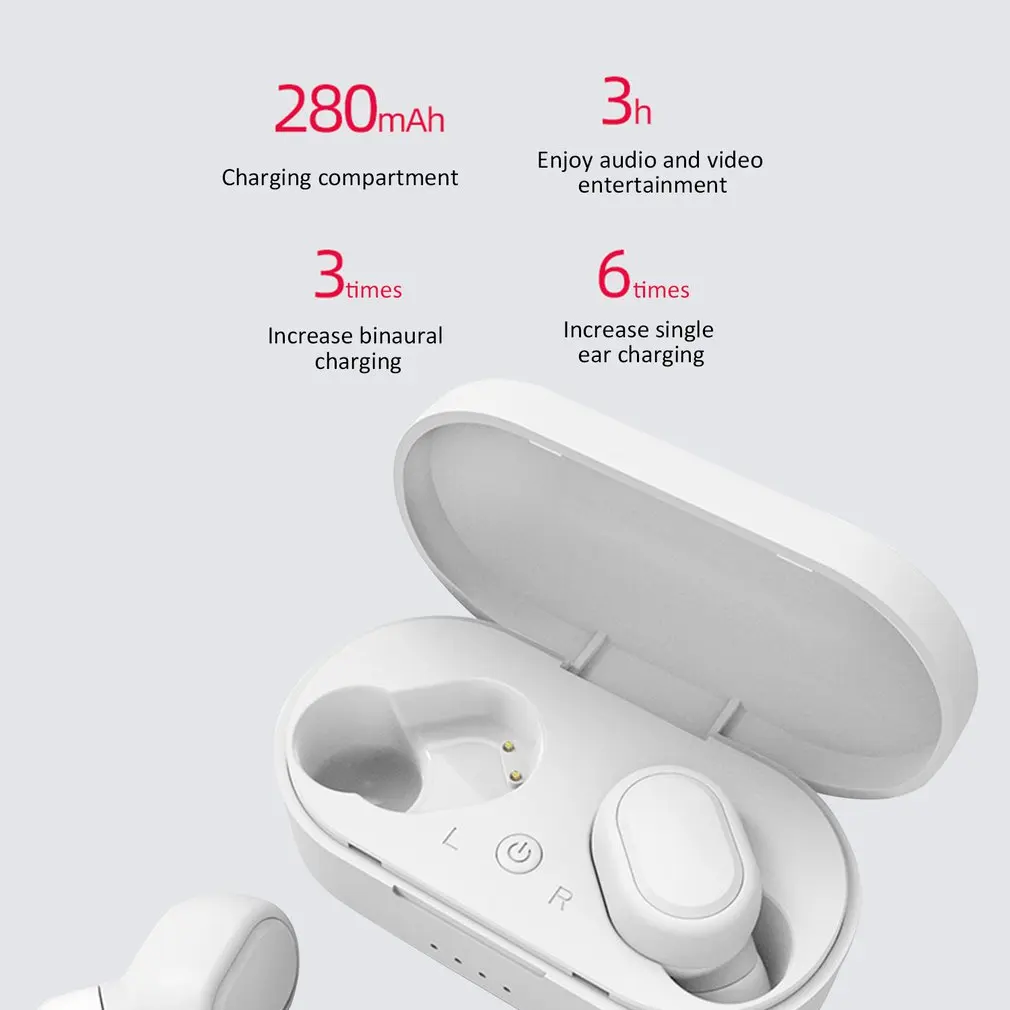 A6S, беспроводные Bluetooth 5,0 наушники, стерео наушники-вкладыши, гарнитура с зарядным устройством, Спортивная гарнитура, беспроводная гарнитура для мобильного телефона
