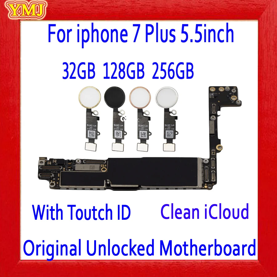 US $105.95 with Full unlocked for iphone 7 Plus 55inch MotherboardOriginal for iphone 7P 7Plus Logic board with Touch IDFree iCloud