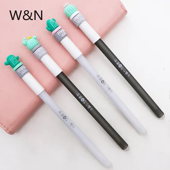 

4 Pcs/Set Cute Erasable Pen 0.5mm Blue Magic Ink Pen Cactus Gel Pen for School Office Writing Supplies Student Kawaii Stationery