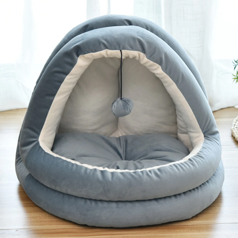 Navy Blue Pet теплая мягкая кровать подушки для кошек для собак для домашних животных для кошек собачье гнездо коврик для животных Нескользящие дышащие товары для домашних животных M/L - Цвет: Navy Blue