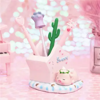 

Cartoon Pig Pen Pencil Holder Heart Star Desktop Storage Box Office Desk Organizer Stationery