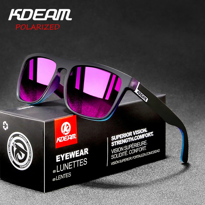 KDEAM Reflective Mirror Polarized Sunglasses Men Vintage Square Running Sun Glasses Photochromic Anti-Glare Driving Goggles | Аксессуары