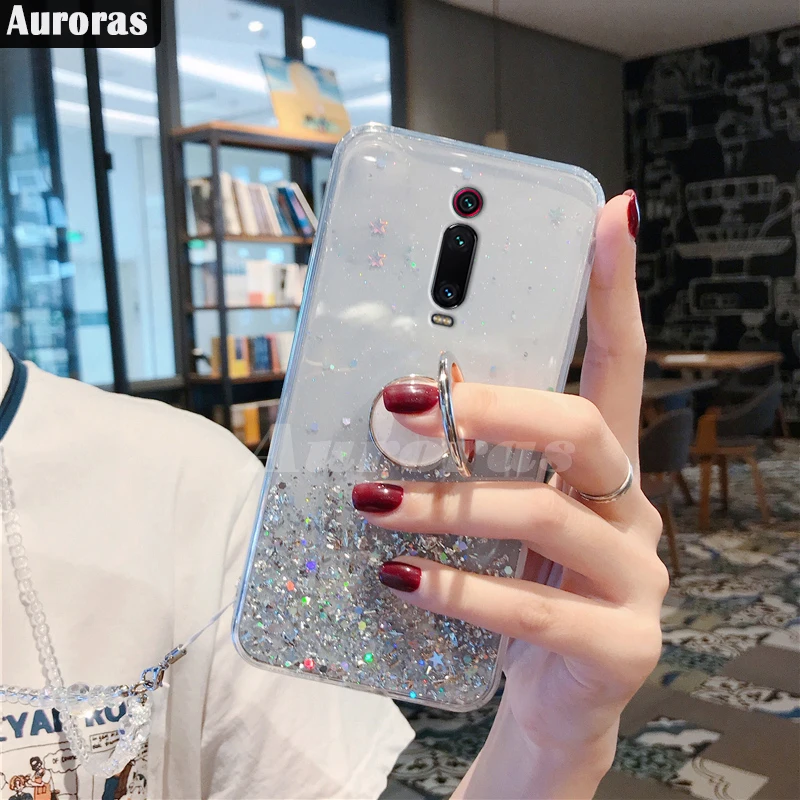 Auroras для Red mi K20 Pro Блестящий блестящий чехол с блестками для Xiaomi mi 9T прозрачный мягкий чехол со звездным небом полный Чехол со звездами и Луной